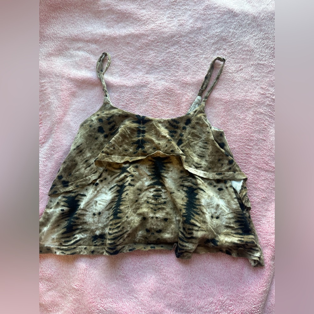 2000s 2010s animal print layered tank top 🤎 size xs